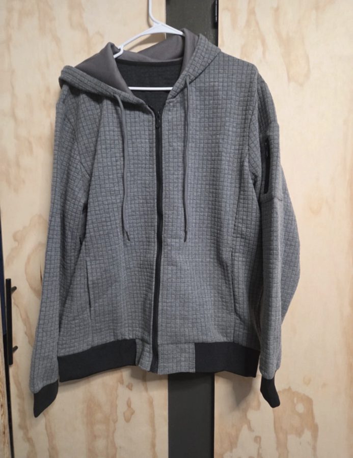 Grey textured zip hoodie