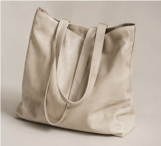 Cream leather tote bag